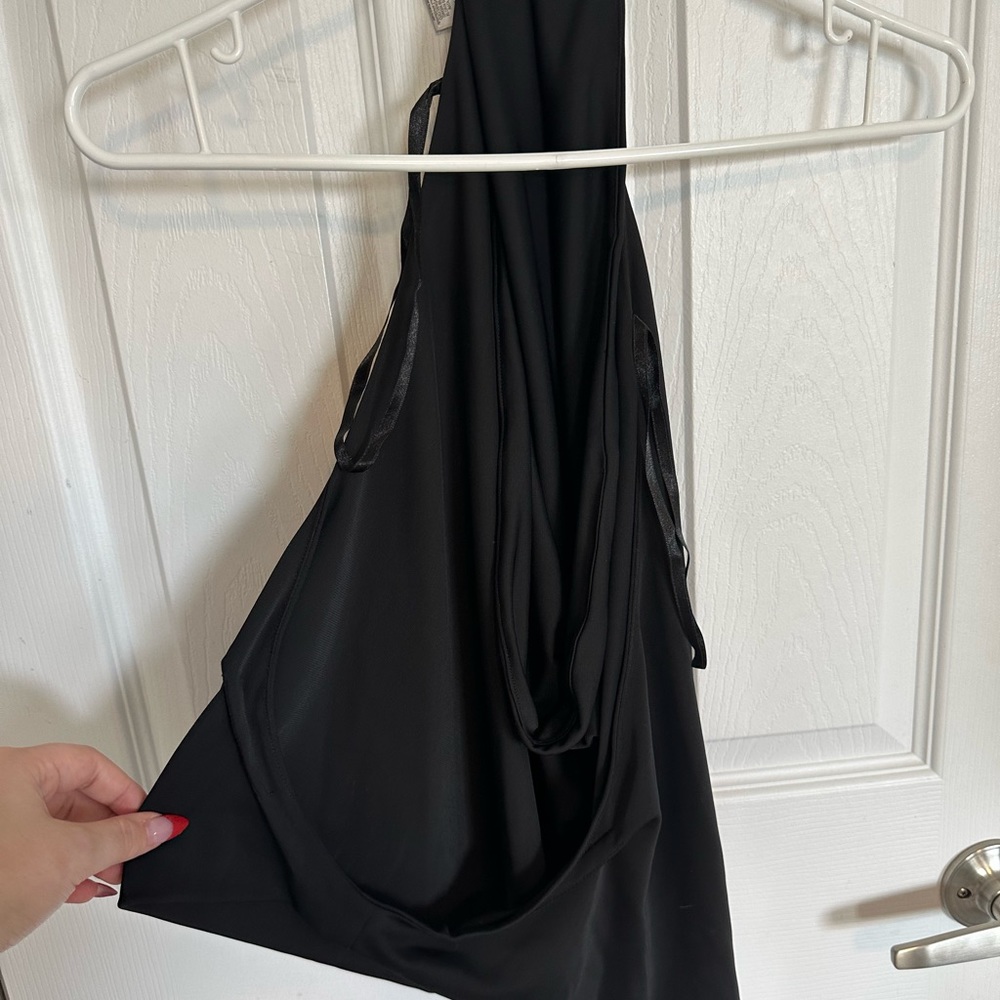 BCBG Black Halter No Back Top